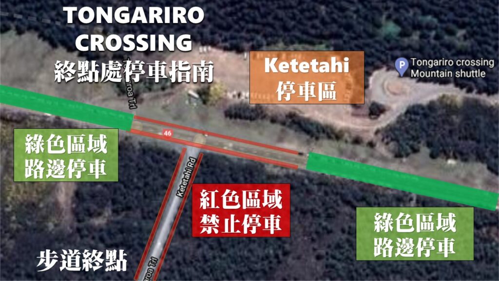 Tongariro crossing 停車地圖